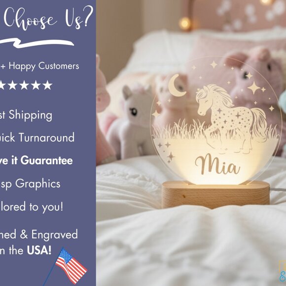 Horse Night Light – Personalized LED Lamp for Kids Room - Picture 4 of 8